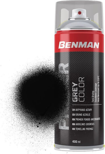 Benman Σπρέι Αστάρι Primer Ακρυλικό με Μεταλλικό Εφέ Μαύρο 400ml