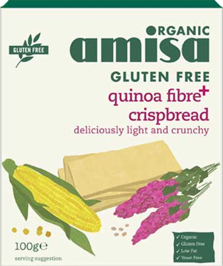 amisa Organic Crackers with Quinoa Fiber Plus Gluten Free 100gr