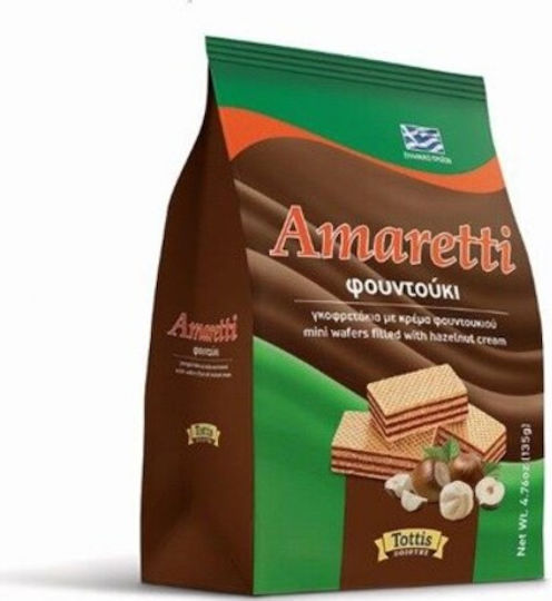 Tottis Amaretti Γκοφρέτα Γάλακτος Φουντούκι 135gr