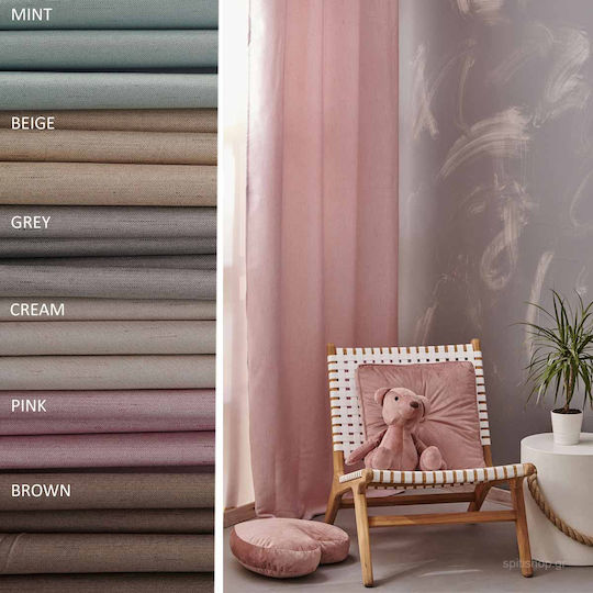 Palamaiki Κουρτίνα με Τρουκς Kara Καφέ Brown 140x260εκ.