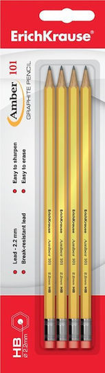 ErichKrause Amber 101 Σετ 4 Μολύβια HB με Γόμα Κίτρινα