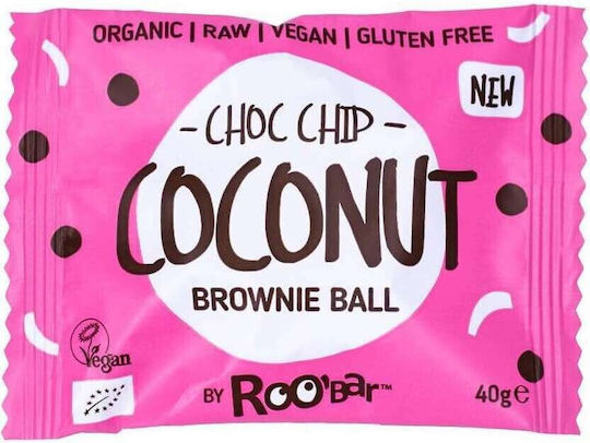 RooBar Organic Tort Brownie Balls Nucă de cocos și ciocolată Chips Fără Gluten 40gr