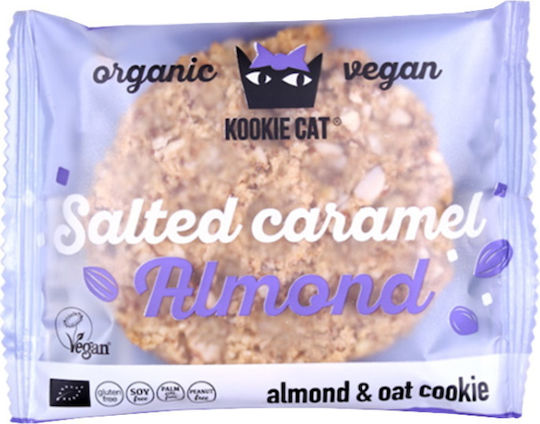 Kookie Cat Bio Kekse Haferflocken Mit Chips Mandel & gesalzenes Karamell Vegan 1Stück 50gr
