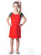 Love Kinderkleid Kurzärmelig Set mit Accessoires Rot