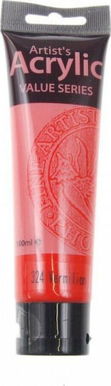 Phoenix Arts Artist's Acrylics Value Series Acrylic Paint Set in Red color Vermilion 324 100ml 1pcs