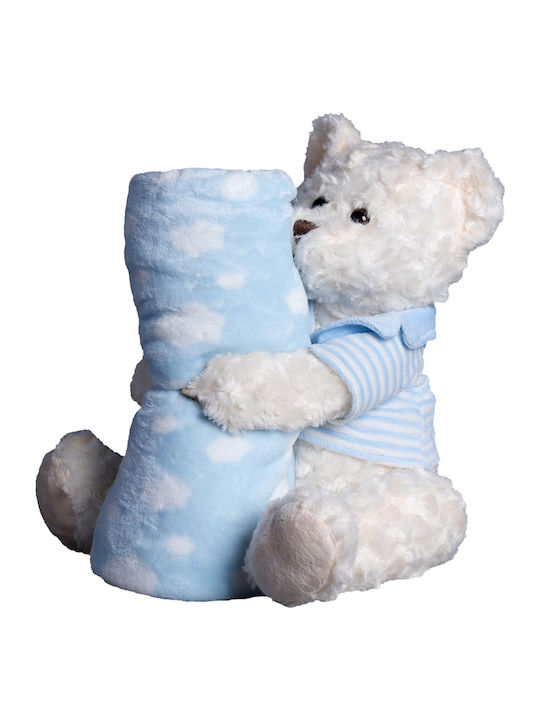 Silk Fashion Blanket Cot Bear 1 Fleece Light Blue with Animal 80x120cm