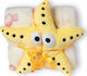 Silk Fashion Blanket Cot Starfish Fleece Yellow with Animal 120x190cm