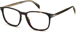 David Beckham Plastic Eyeglass Frame Brown Tortoise DB 1017 086