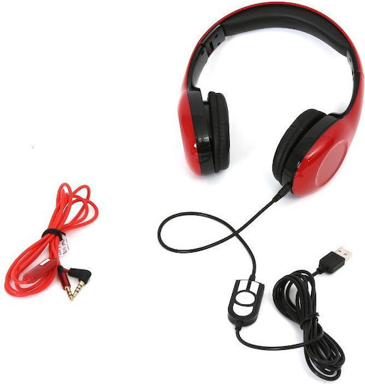 Platinet Freestyle On Ear Căști Multimedia cu microfon și conexiune USB-A în culoarea Roșu