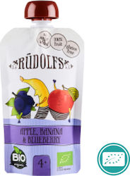 Rudolfs Püree Apfel, Banane & Heidelbeere mit Geschmack Apfel, Banane & Heidelbeere für 4+ Monate 110gr