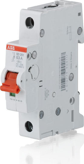 Abb SD201-25 1-Pole General Use Panel Push Button Switch 253V 25A