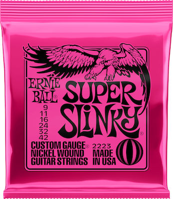 Ernie Ball Complete Set Nickel Wound String for Electric Guitar Slinky Super 9-42