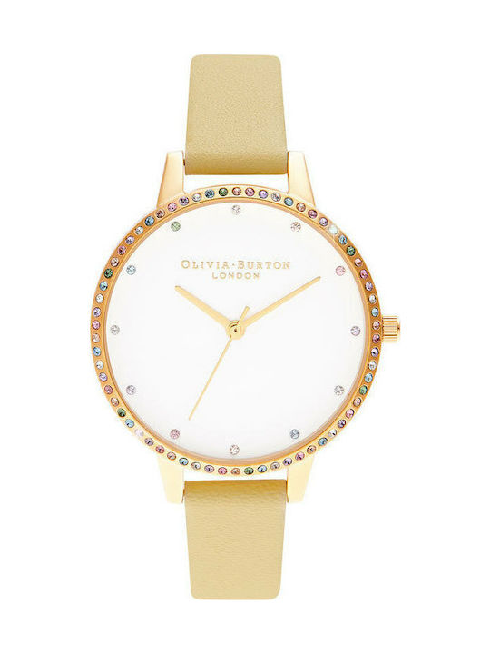 Olivia Burton Rainbow Bezel Ceas de Damă cu Auriu Curea din Piele