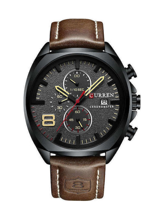 Curren Watch Battery with Brown Leather Strap