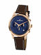 Jacques Lemans Retro Classic Ανδρικό Ρολόι 38mm Μπαταρίας με Καφέ Δερμάτινο Λουράκι