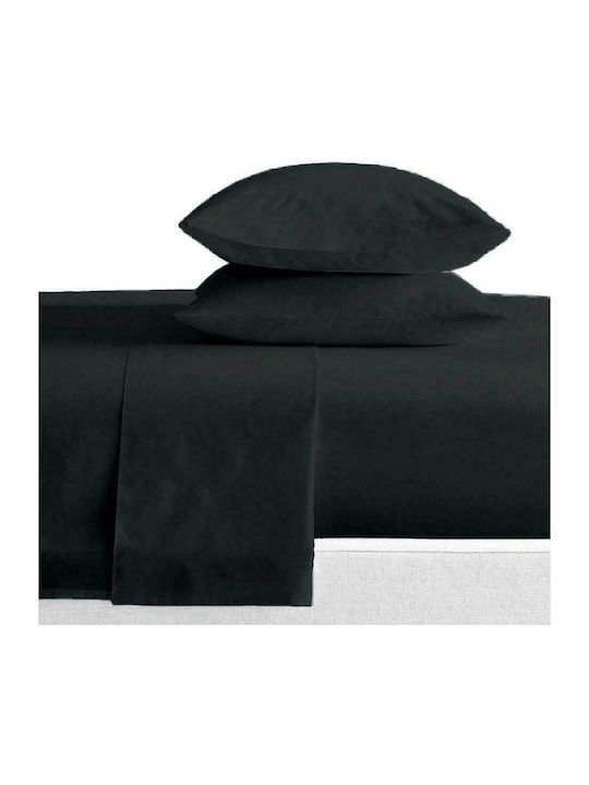 Melinen Sheet for Single Bed 170x260cm. Urban Black