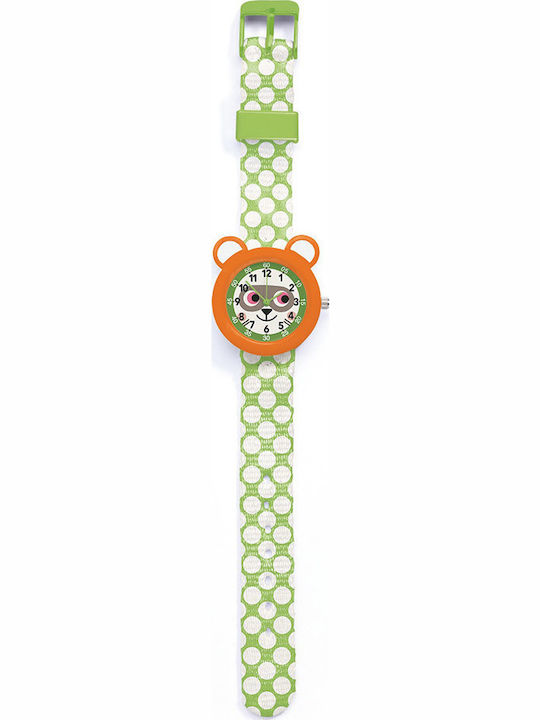 Djeco Kinder-Analoguhr mit Stoffarmband Grün