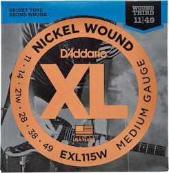 Daddario Set of Nickel Wound Strings for Electric Guitar XL Nickel Wound Third Medium 11 - 49"