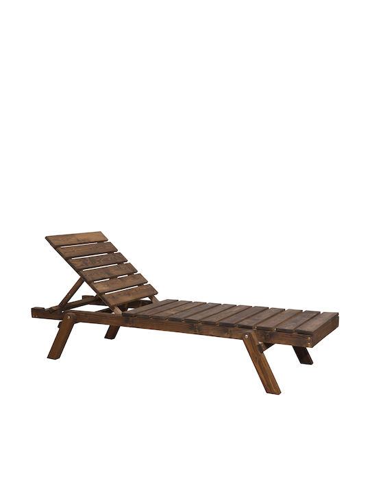 Deckchair Wooden Brown 200x60x37cm.