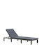 Deckchair Rattan with Cushion Gray 196x60x22cm.
