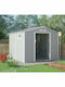 Metallisches Gartenhaus Evan Plus Grau mit Lüftungsschlitzen M3.4xP3.82xH2.26m