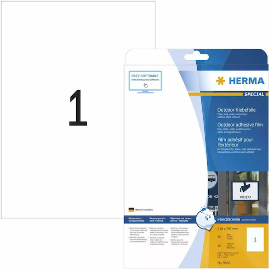 Herma 10 Αυτοκόλλητες Ετικέτες Α4 Ορθογώνιες 210x297mm