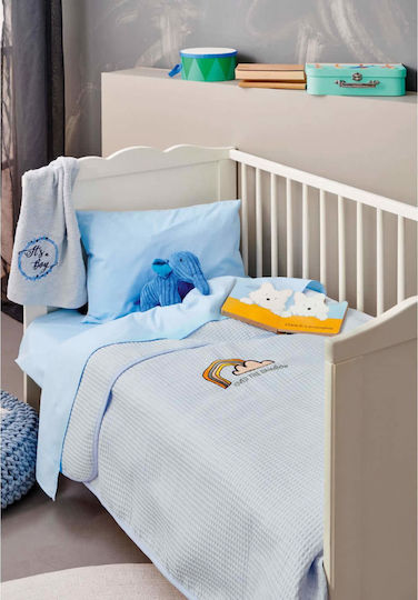 Palamaiki Blanket Cot Pikelino Waffle Light Blue 150x100cm