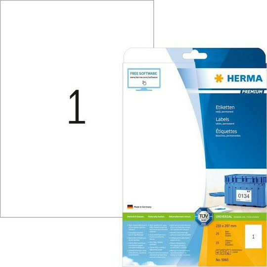 Herma 25 Αυτοκόλλητες Ετικέτες Α4 Ορθογώνιες 210x297mm