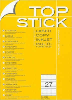 Topstick 2700 Self-Adhesive Rectangular A4 Labels 70x32mm