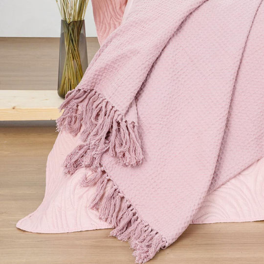 Borea Anesis Piqué Decke Moni mit Fransen 160x270cm Weiß