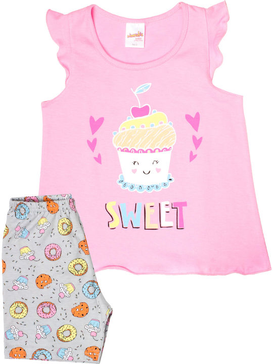 Minerva Kinder Schlafanzug Sommerlich Rosa DONUTS