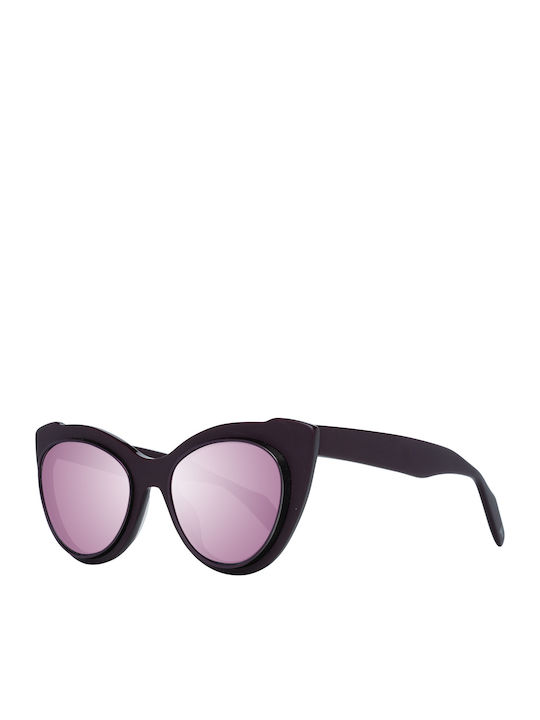 Yohji Yamamoto Women's Sunglasses with Brown Plastic Frame and Purple Lens YY7021 771