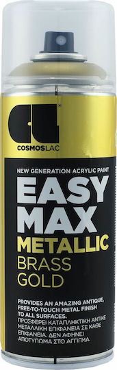 Cosmos Lac Спрей Боядисване Easy Max Metallic Акрилен с Сатен Ефект Месинг Злато 400мл