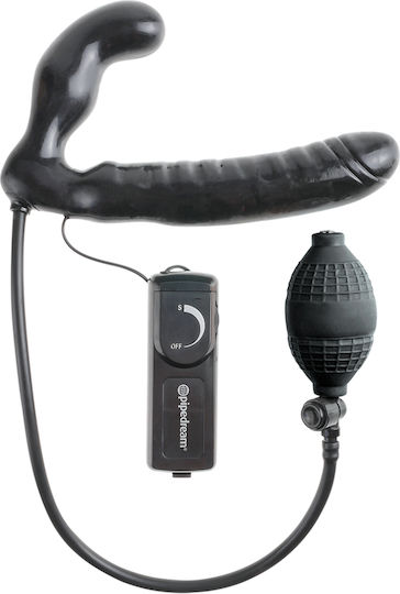 Pipedream Fetish Fantasy Series Inflatable Vibrating Strapless Strap-On Strapless Strap On with Dildo 16.5cm with Vibration in Black Color