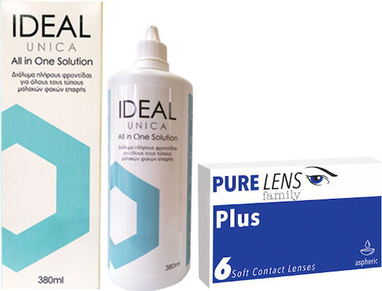Pure Lens Plus & Ideal Unica 380ml 6 Месечно Контактни Лещи Хидрогел