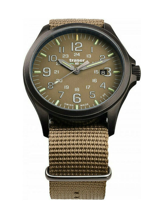 Traser P67 Officer Watch Battery with Brown Fabric Strap