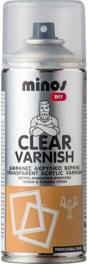 Minos Spray Σπρέι Βερνίκι Clear Varnish Ακρυλικό με Γυαλιστερό Εφέ Διάφανο 400ml