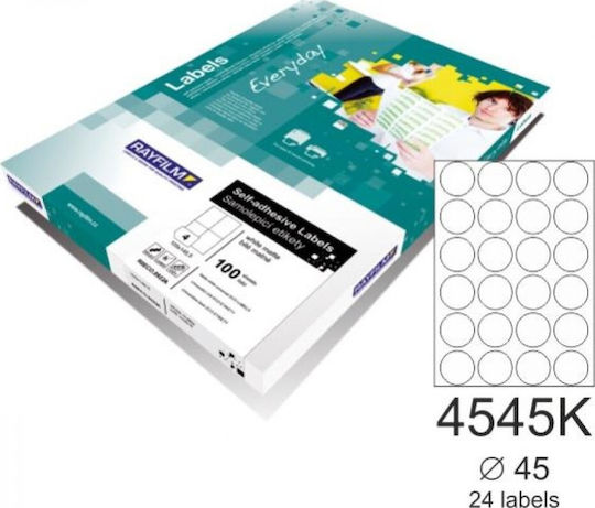 Rayfilm Everyday 2400 Self-Adhesive Round A4 Labels 45mm