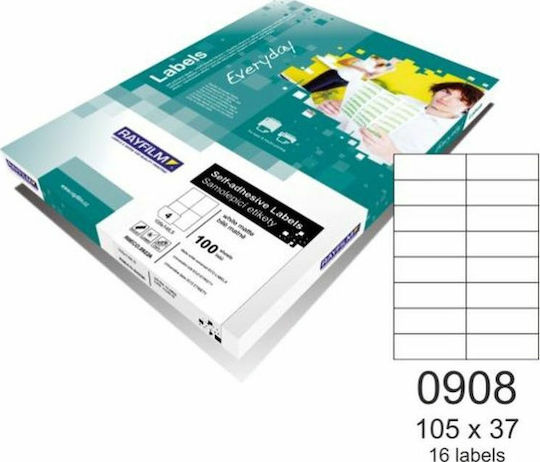 Rayfilm 1600 Αυτοκόλλητες Ετικέτες Α4 Ορθογώνιες Everyday 105x37mm