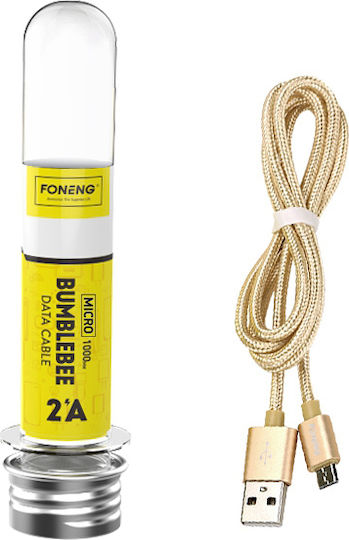 Foneng Bumblebee Braided USB-A to Lightning Cable 10W Χρυσό 1m FOCABBL