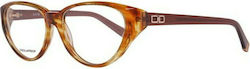 Dsquared2 Plastic Eyeglass Frame Cat Eye Brown Tortoise DQ5060 047