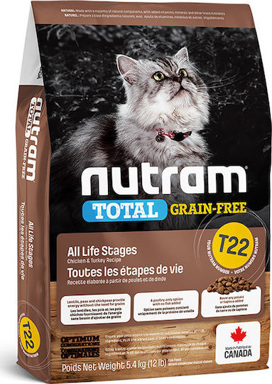 Nutram T22 Total Grain-Free Chicken and Turkey Dry Cat Food with Chicken 5.4kg