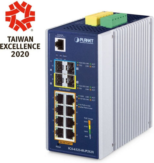 Planet IGS-6325-8UP2S2X Managed L3 PoE++ Switch με 8 Θύρες Gigabit (1Gbps) Ethernet και 4 SFP Θύρες
