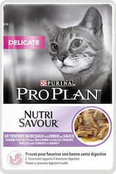 Purina Pro Plan Delicate Nutri Savour Wet Food for Adult Cats with Gastrointestinal Disorders In Pouch with Turkey 1pc 85gr