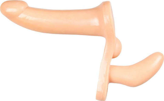 Strap U Plena II Double Penetration Adjustable Strap Οn Harness Harness με Διπλό Dildo 17cm στο χρώμα του δέρματος