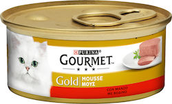 Purina Gourmet Gold Nasses Katzenfutter für Katze in Dose mit Rindfleisch 85gr 12131624