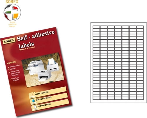 Sorex 18900 Selbstklebende A4-Etiketten 25.4x10mm