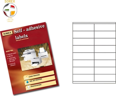 Sorex 1600 Selbstklebende A4-Etiketten 105x35mm