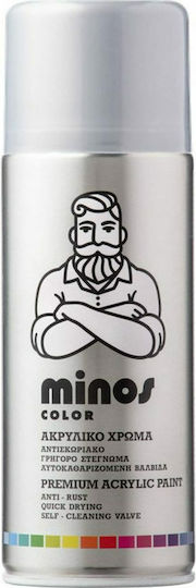 Minos Spray Σπρέι Βαφής Ακρυλικό με Γυαλιστερό Εφέ Grey White RAL 9002 400ml