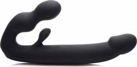 Strap U Tri-Volver Strapless Strap-on Trägerlos Strap On mit Dreifach Dildo  21.60cm und Vibration in Schwarz Farbe